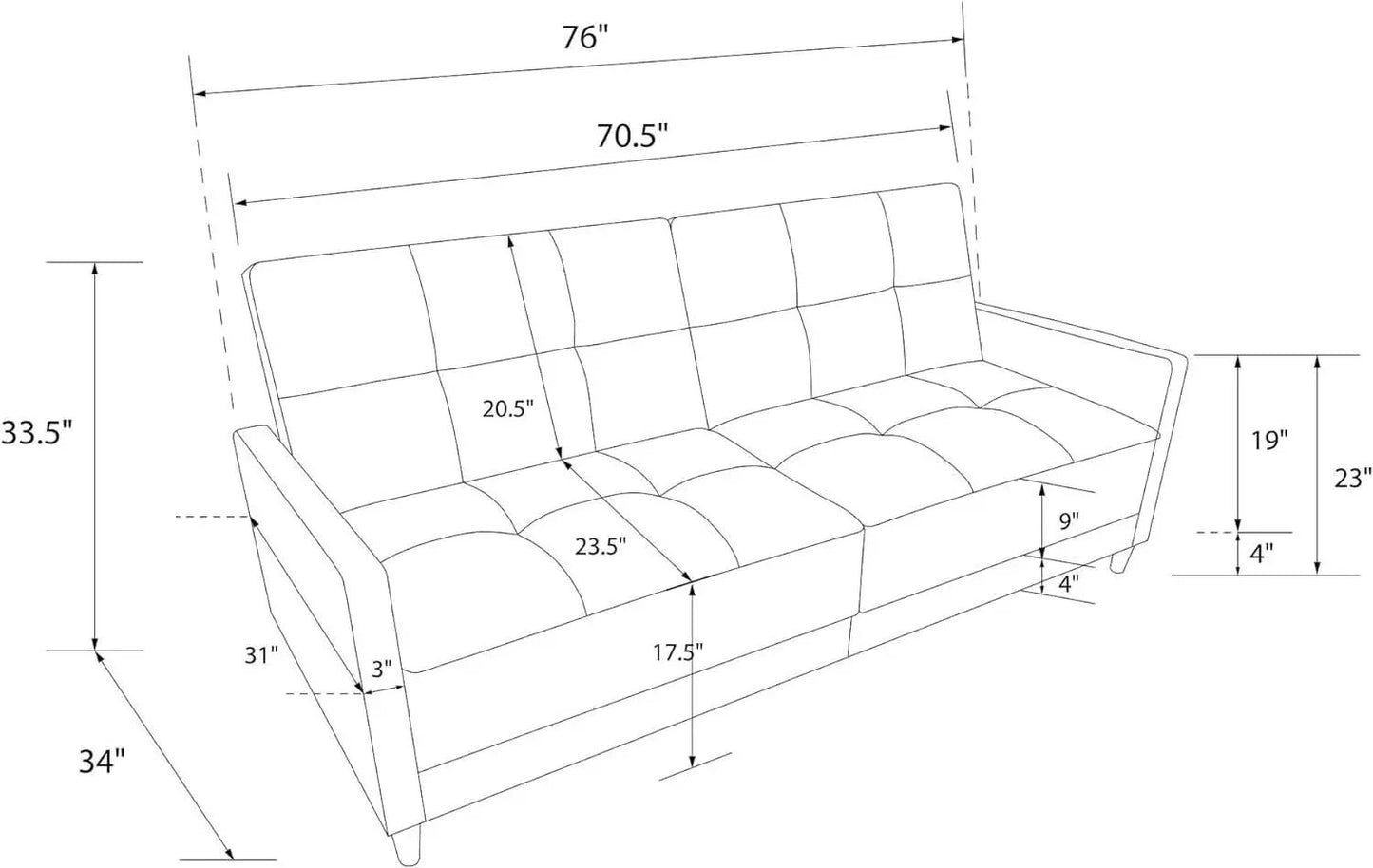 Contemporary Upholstered 76 Inch Grey Sleeper Sofa from PriceLows™