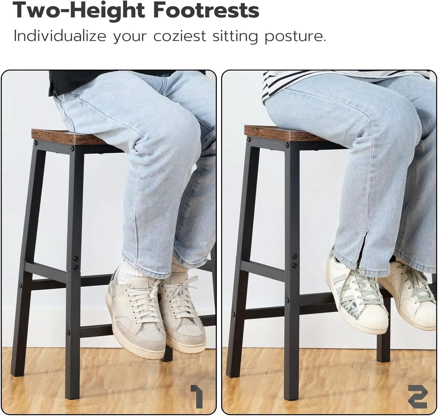Bar Stools Set Of 2 23.6in Rustic Brown Kitchen Counter from PriceLows™