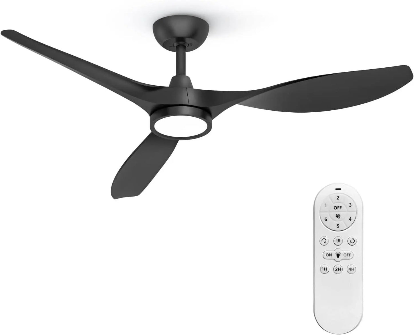 52 Inch Black Ceiling Fan With Remote And Light DC Motor from PriceLows™