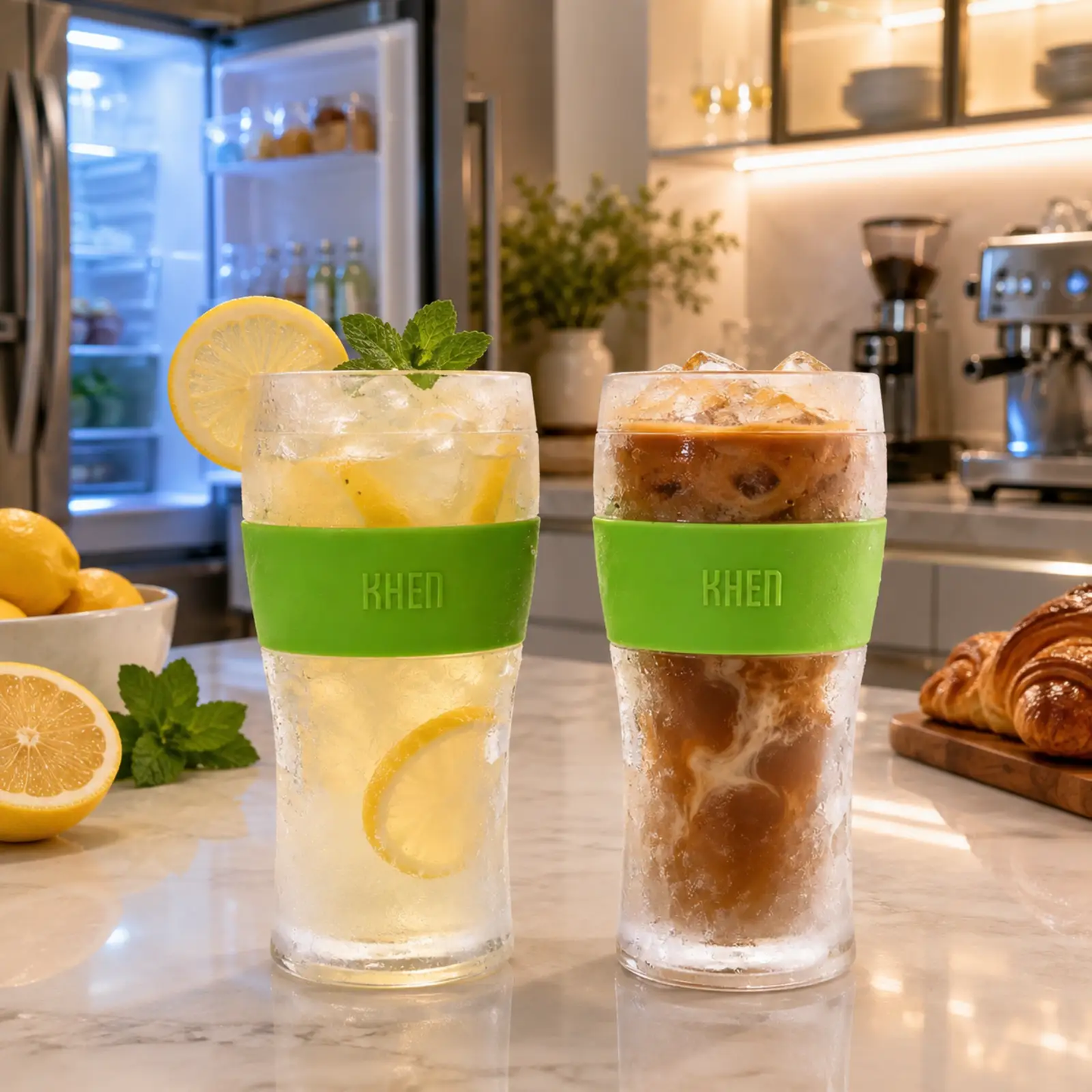 Barcelona Acrylic Cooling Beer Glassware, Set of 2