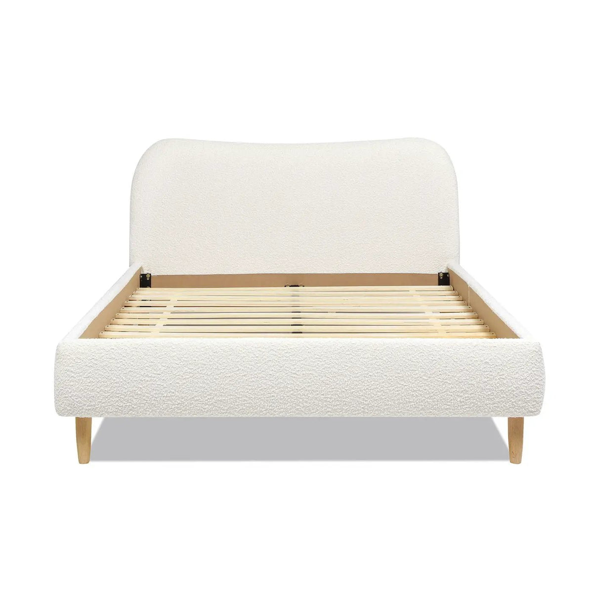 Roman Upholstered Platform Bed | Curved Headboard | Upholstered Rails | Eco-Friendly Construction