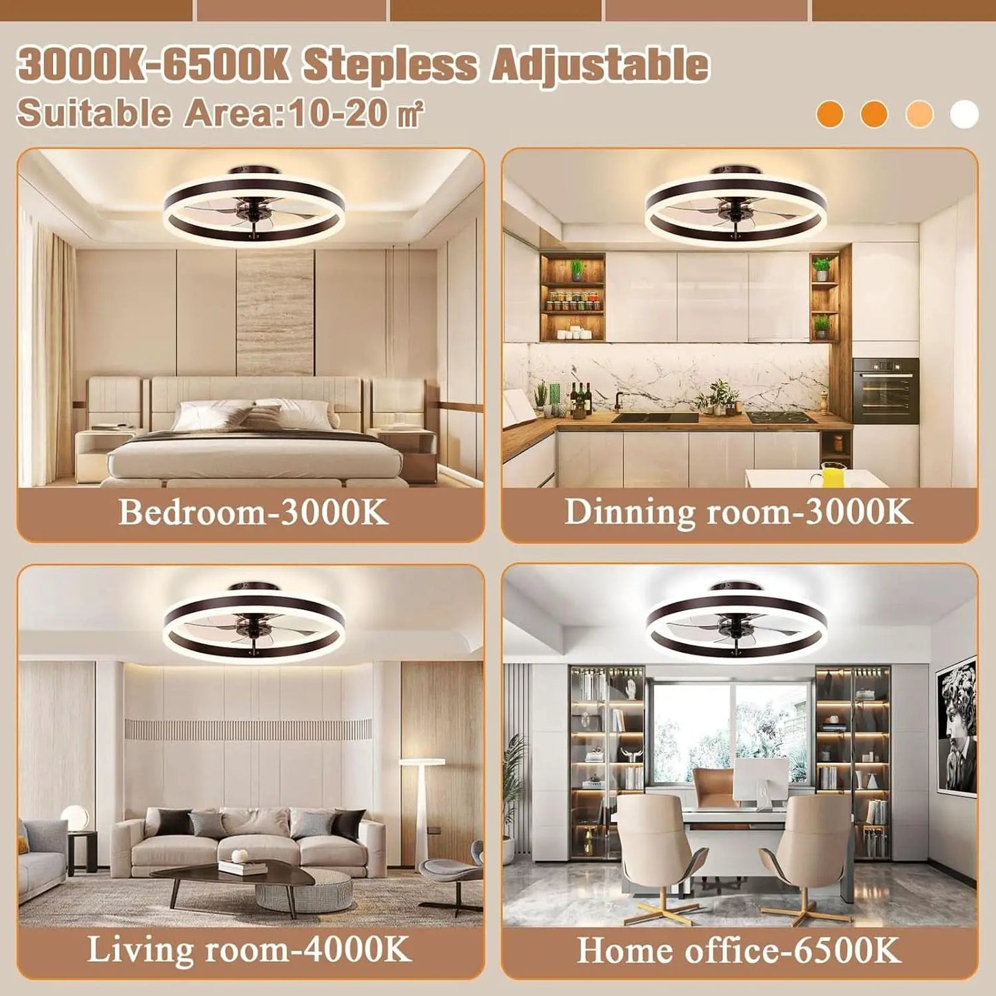 19.7 Inch Low Profile Ceiling Fan With Light Remote from PriceLows™