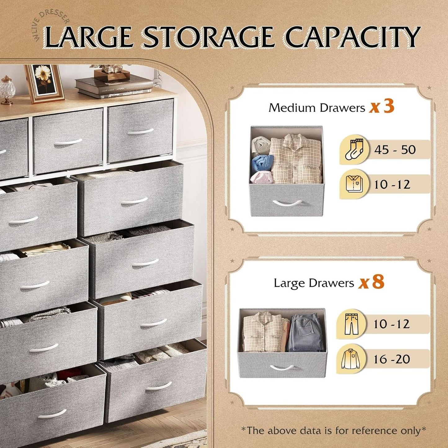 Tall Fabric Dresser Storage Tower With 11 Deep Drawers from PriceLows™