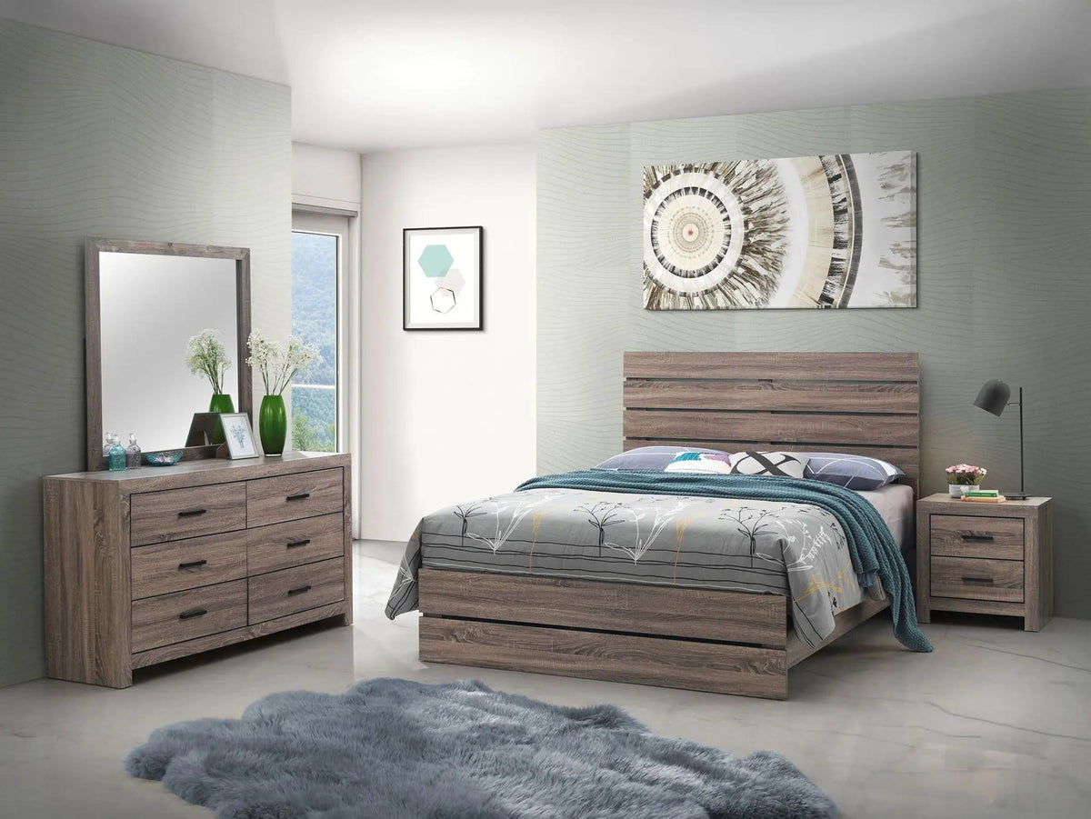 Brantford 4-piece Eastern King Bedroom Set Barrel (Style 2) | 4-Piece Set | Engineered Wood & Veneer | Oak