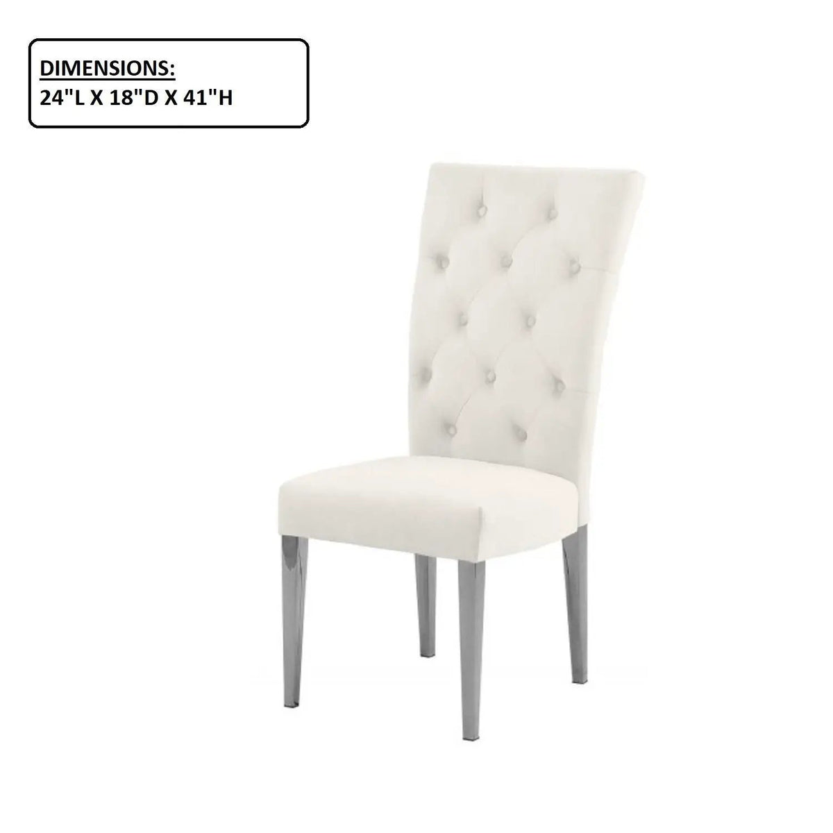 Tufted Dining Chair | Fabric Upholstery | Metal Base | Set Of Two