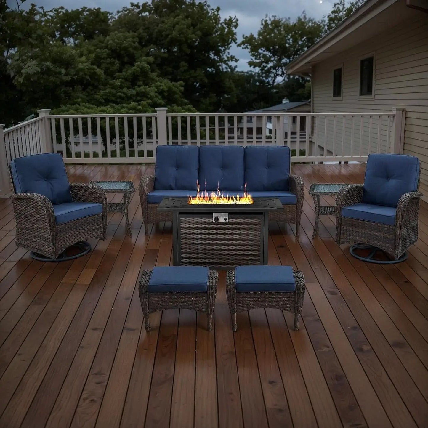 8 Piece Patio Set With 50000 BTU Propane Fire Pit Table from PriceLows™