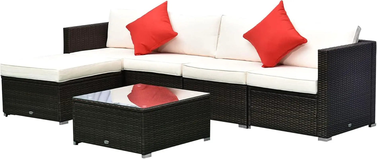 Six Piece Outdoor Wicker Sectional Sofa Set with Ottoman from PriceLows™