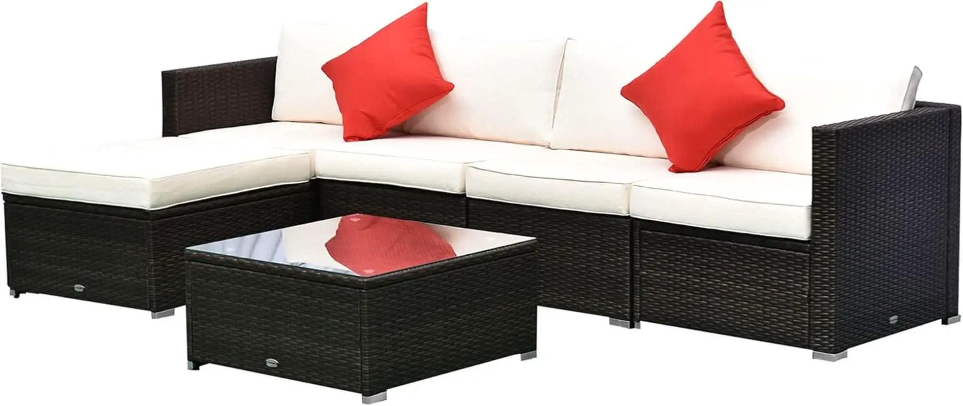 Six Piece Outdoor Wicker Sectional Sofa Set with Ottoman from PriceLows™
