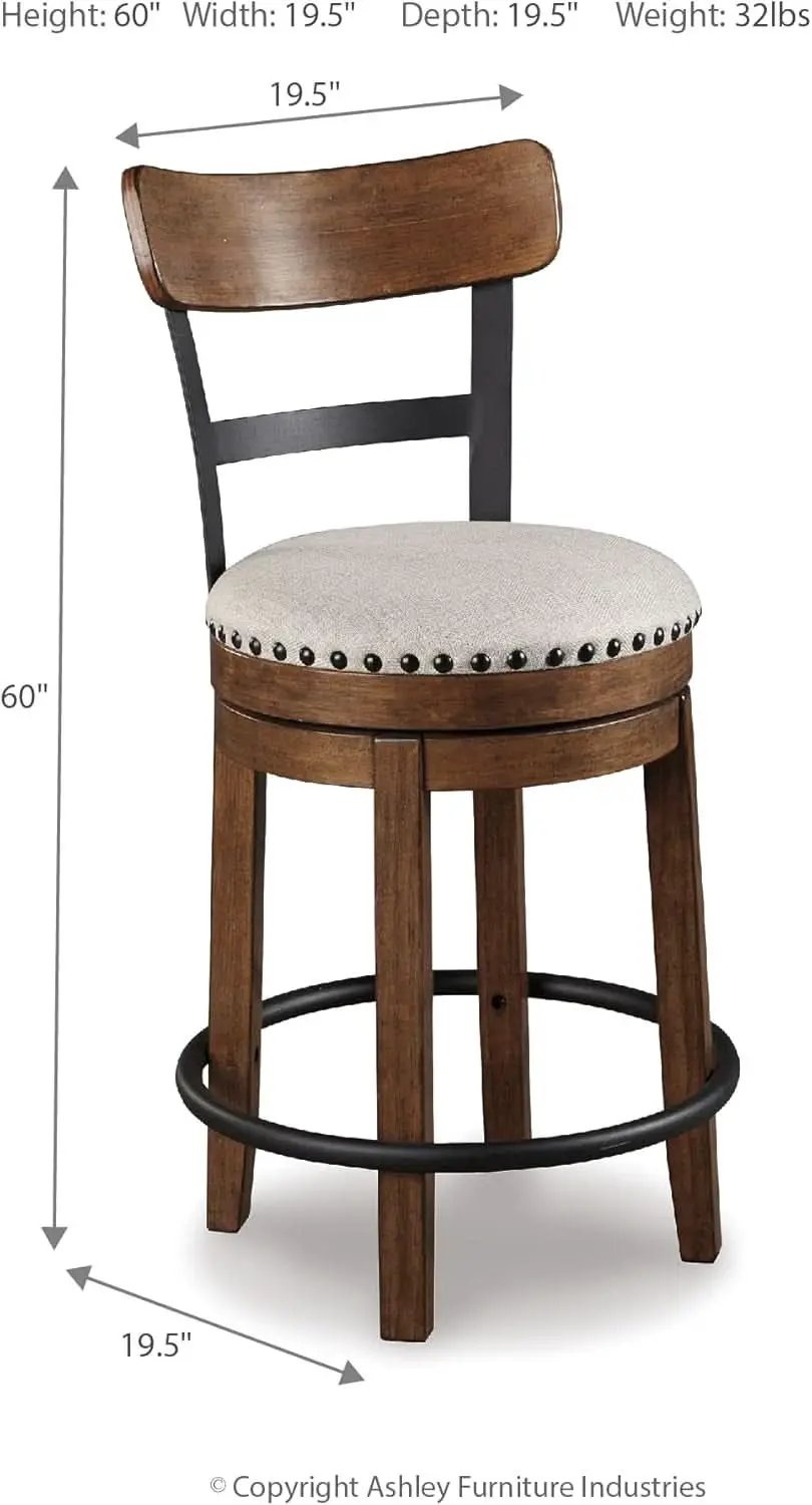 Rustic Farmhouse 24.5 Inch Counter Height Swivel Bar Stool from PriceLows™