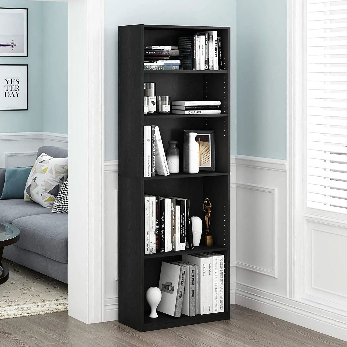 Jaya Black 5 Tier Bookcase For Home Office Storage from PriceLows™