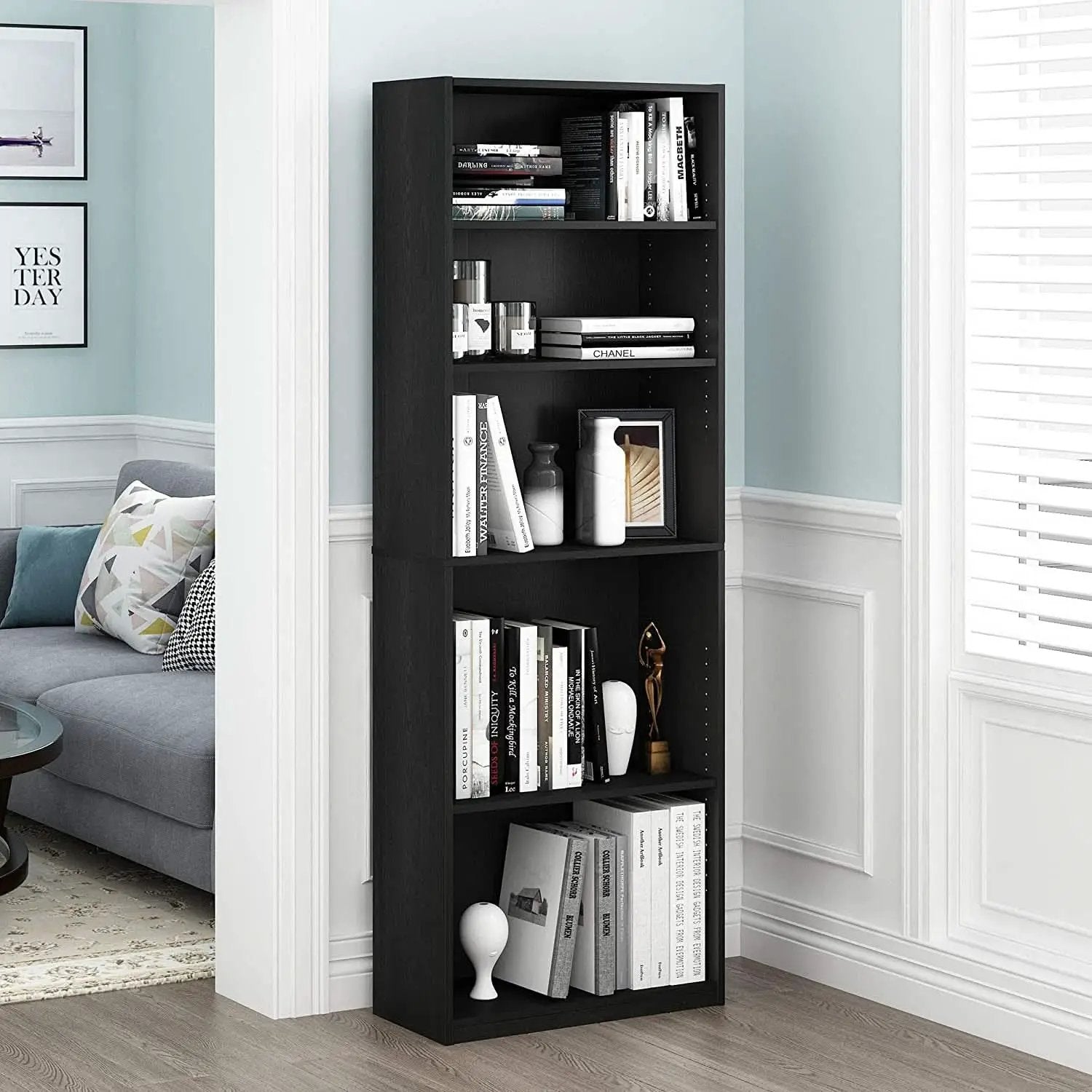 Jaya Black 5 Tier Bookcase For Home Office Storage from PriceLows™