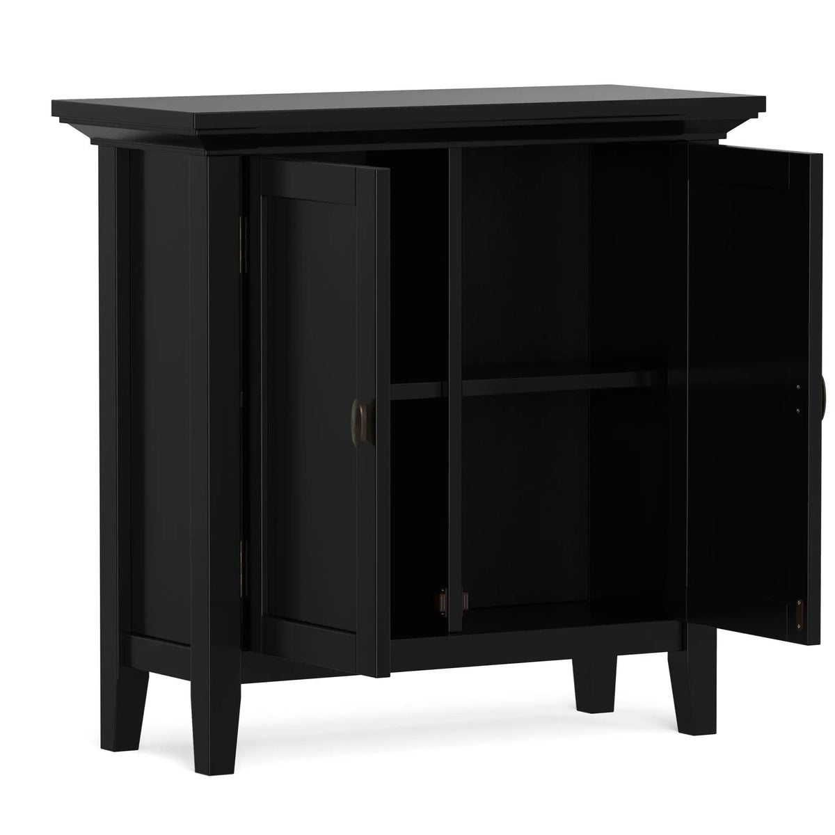 Redmond Low Storage Cabinet | Handcrafted Solid Wood | Tapered Legs | Two Adjustable Shelves