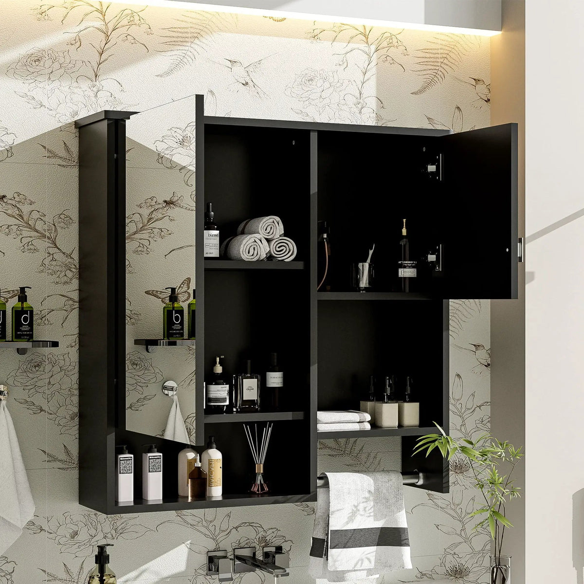 Wall Mounted Medicine Cabinet | Bathroom Mirror | Adjustable Shelf | 29.52 Inch Width