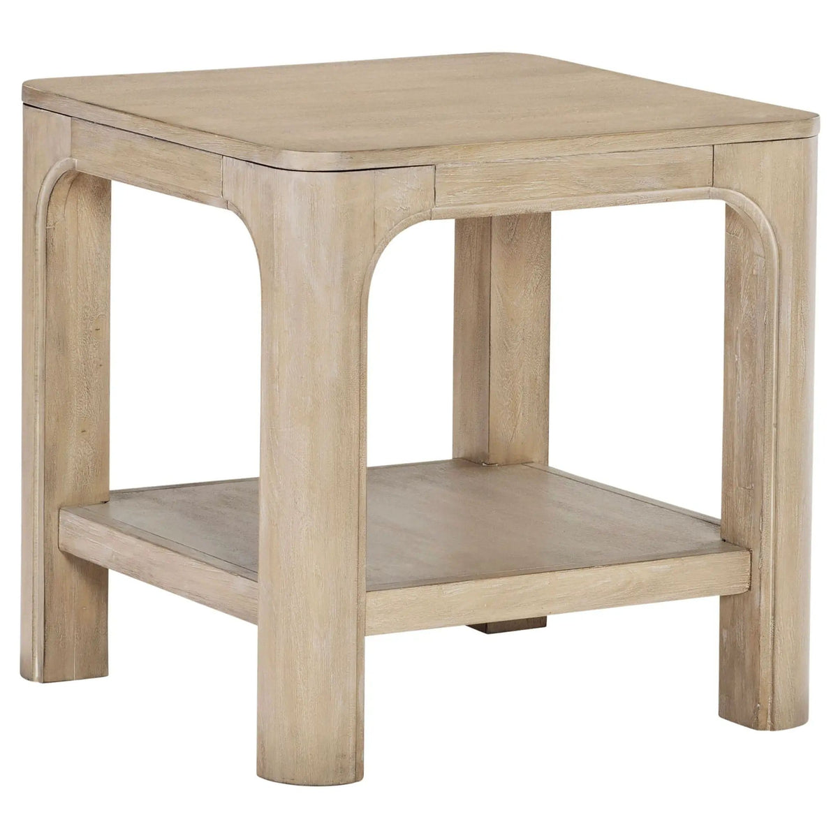 Solano Square Wood Side End Table with Shelf Weathered Mango | 22.25 x 22.25 x 22 in | Engineered Wood & Veneer | Living Room