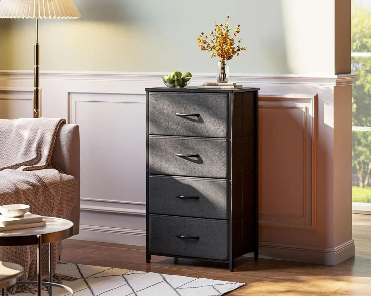 Compact 4 Drawer Dresser Dark Grey For Small Bedrooms from PriceLows™