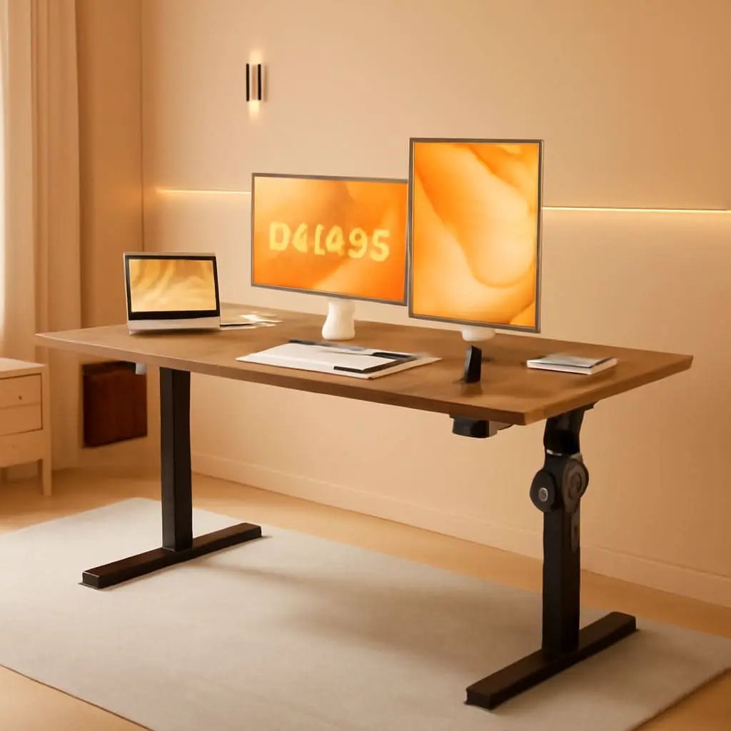 Electric Standing Desk 48x24 Height Adjustable With Memory Presets Rustic Brown from PriceLows™