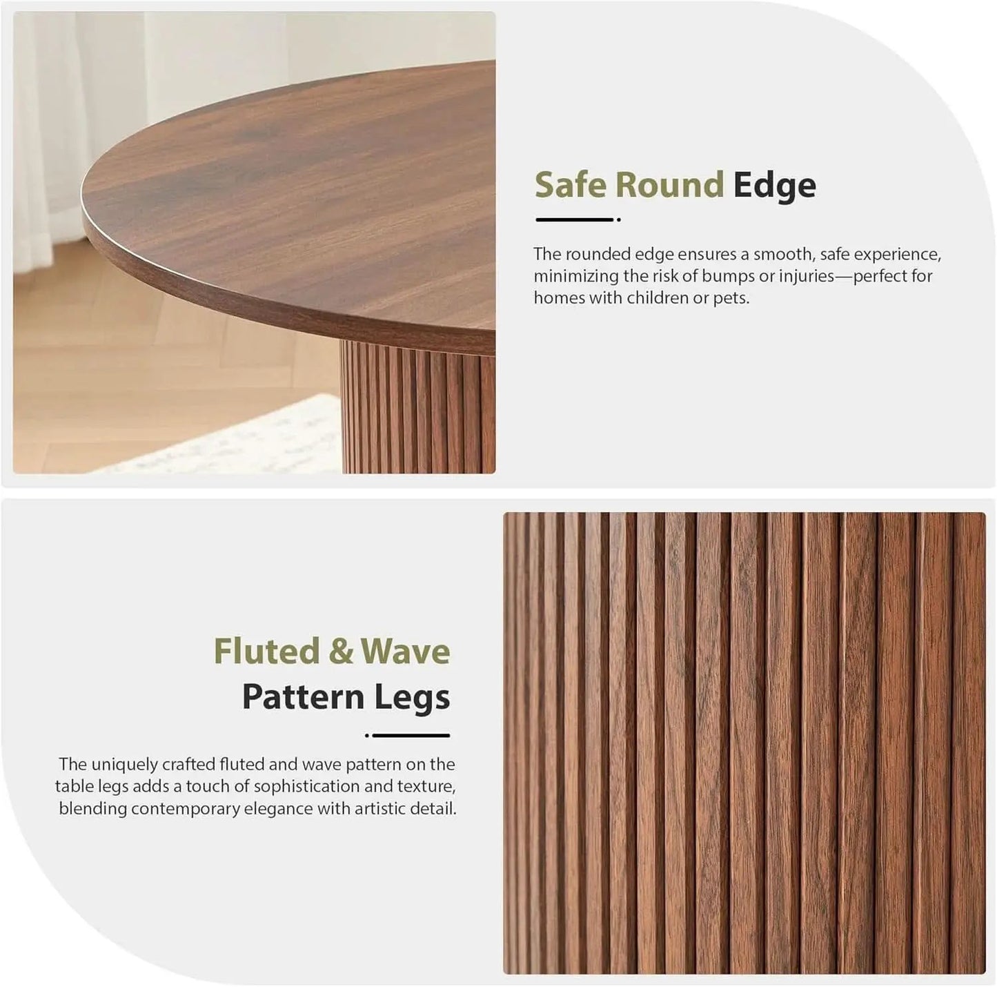 31.5 Inch Walnut Round Dining Table For Two To Four from PriceLows™