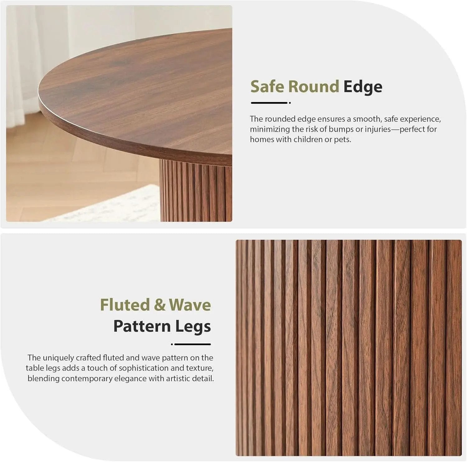 31.5 Inch Walnut Round Dining Table For Two To Four from PriceLows™