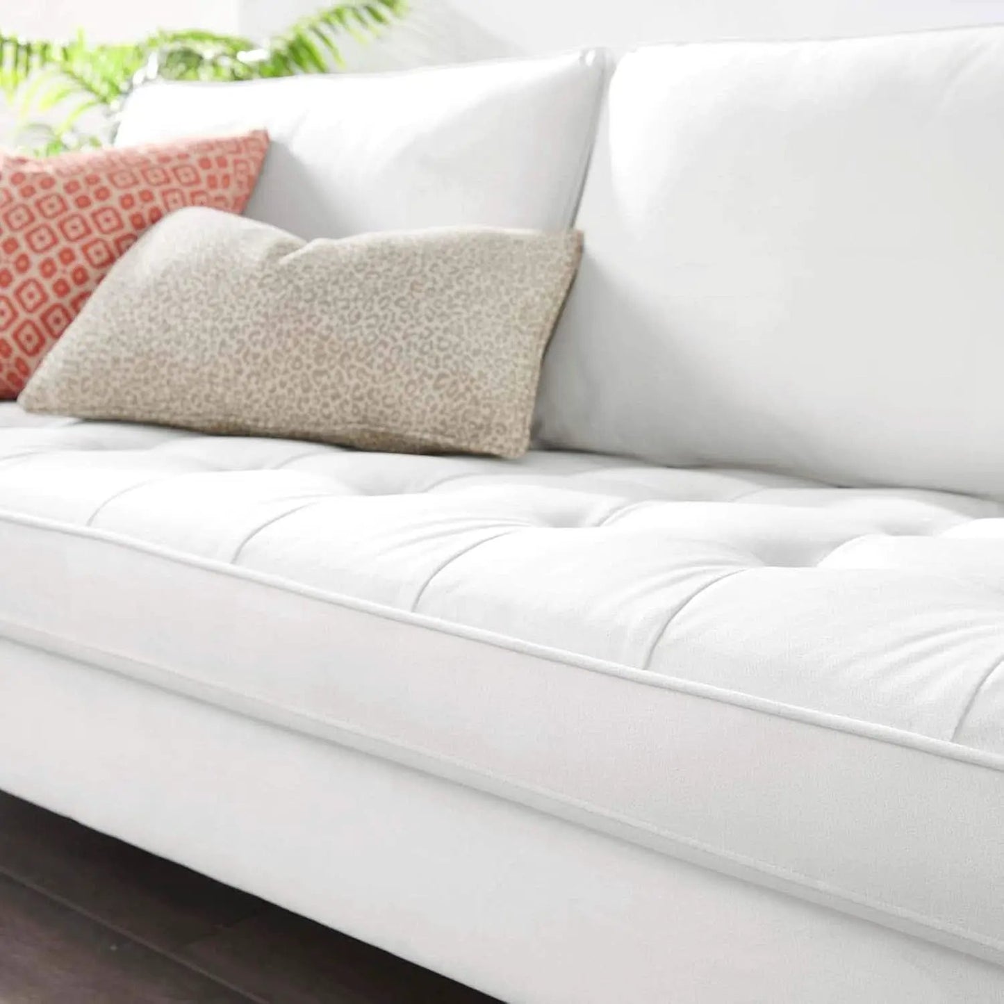 Valour Performance Velvet Sofa White Mid Century Modern from PriceLows™