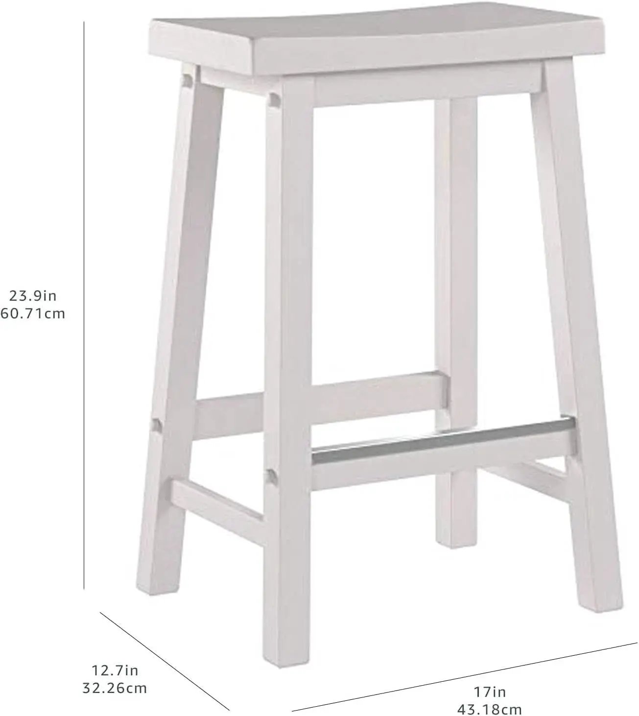 Solid Wood Saddle Seat Counter Height Bar Stool White 24 Inch Set Of 2 from PriceLows™