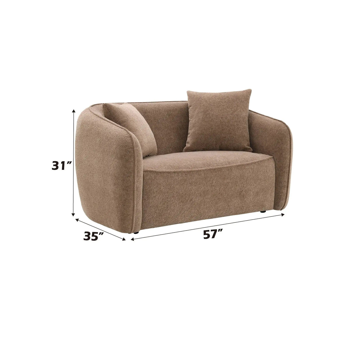 Keith Loveseat With 2 Matching Color Toss Pillows | 2 Pieces | Plywood | Living Room