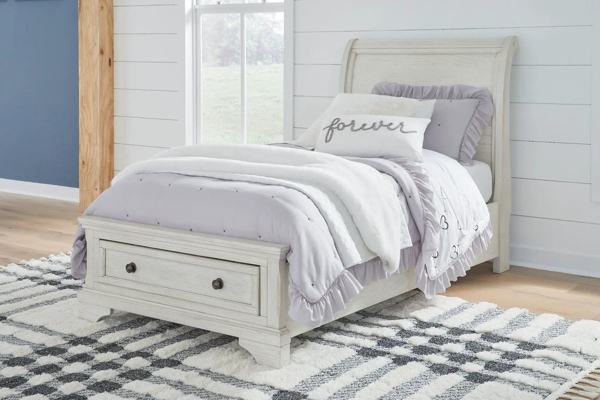 Robbinsdale Sleigh Storage Bed | Elegant Timeless Design | Bedroom Foundation | 85.25 Inch Length