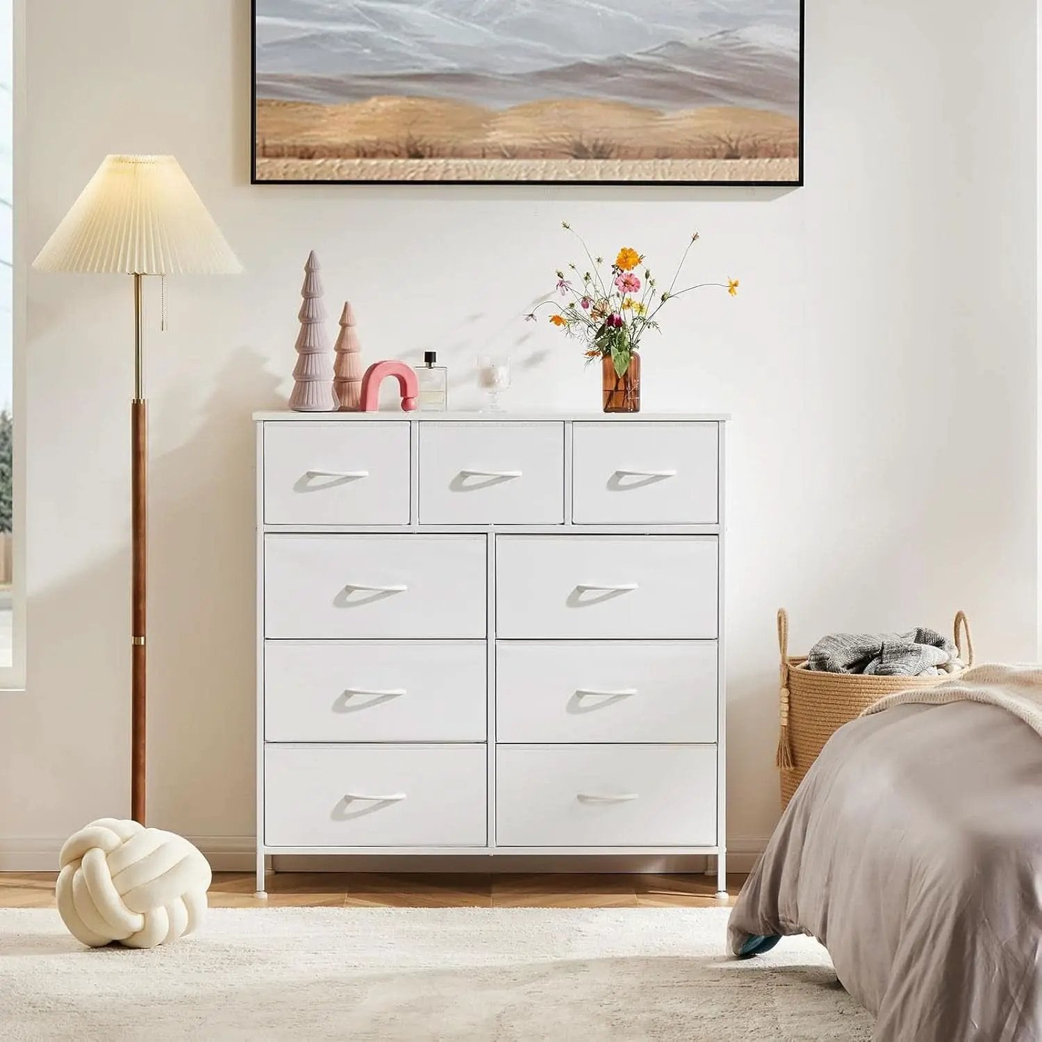 Sturdy Nine Drawer Dresser With Wood Top And Steel Frame from PriceLows™