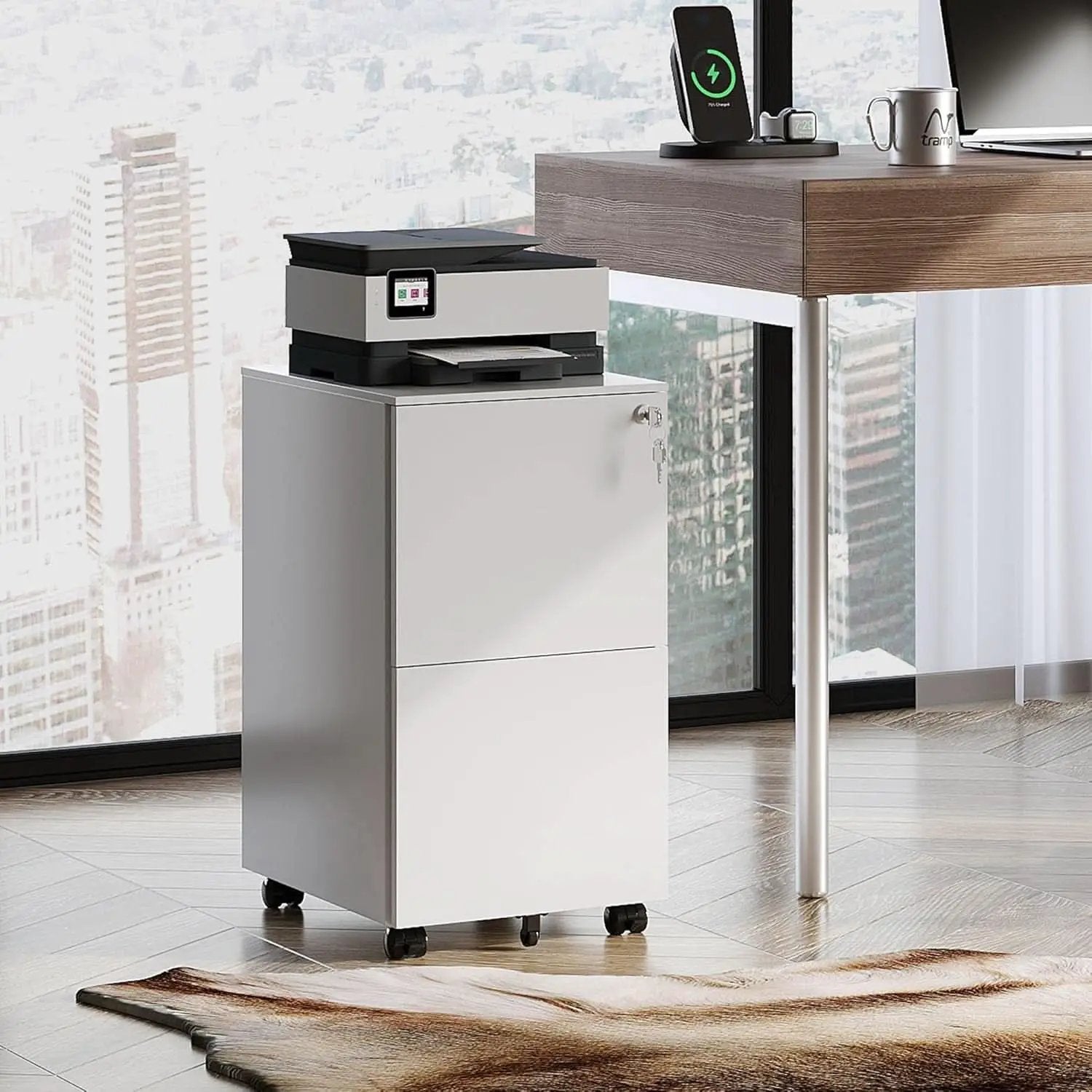 Locking 2 Drawer File Cabinet For Home Office Metal Under Desk Fully Assembled With Smooth Full Extension Slides from PriceLows™