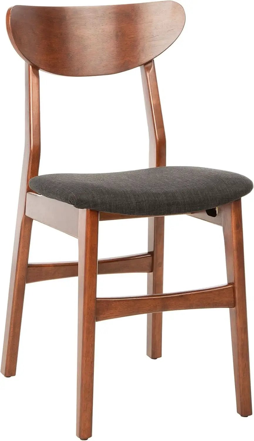 Walnut Finish Dining Chairs With Black Cushions Set Of 2 from PriceLows™