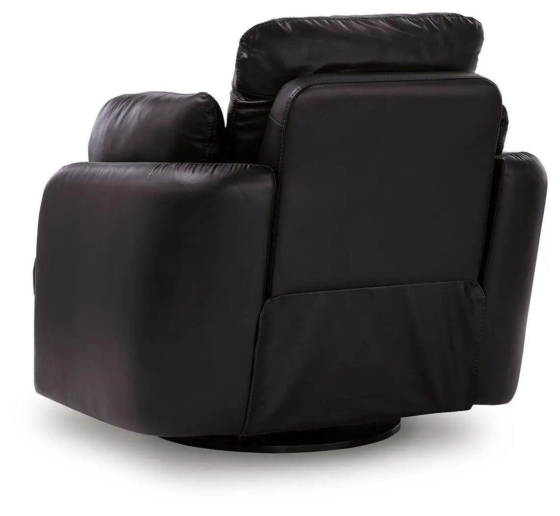 Swivel Glider Recliner | Top Grain Leather | One Pull Reclining | Black