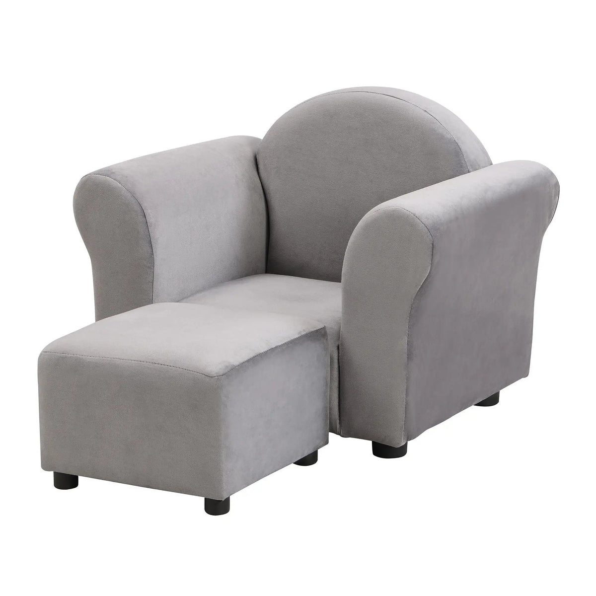 Kids Recliner | Upholstered Couch With Ottoman | Dark Gray