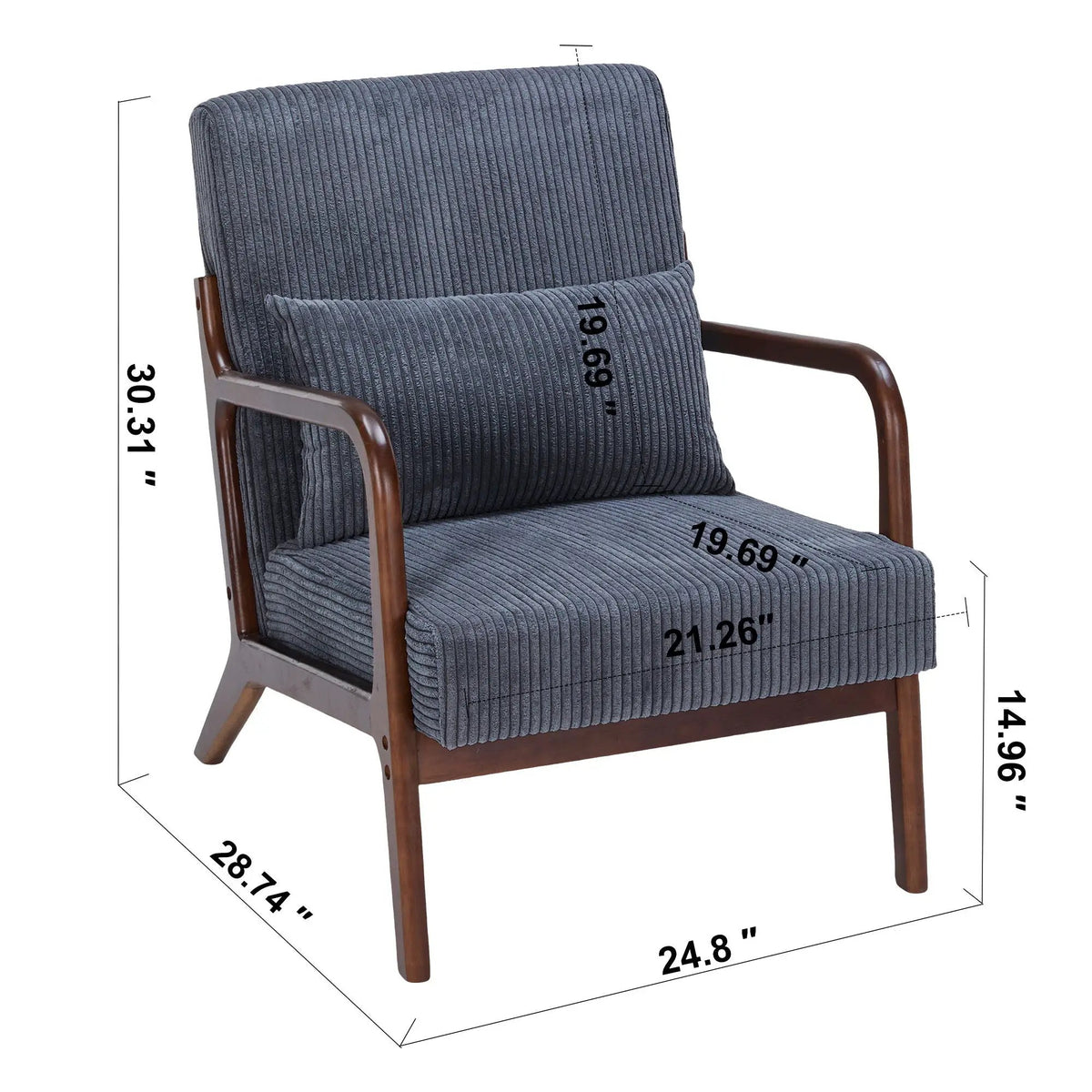 Accent Chair With Pillow | Solid Rubberwood Frame | Ergonomic Support | Versatile Design