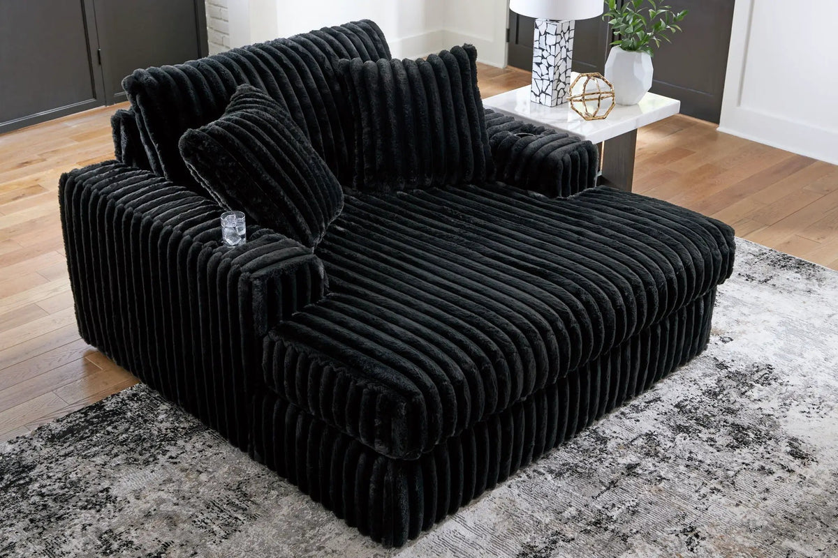 Midnight Madness Oversized Chaise | Jumbo Corduroy Upholstery | Plush Cozy Seating | 64 Inch Length