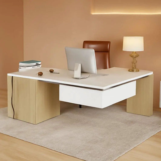 Premium White Engineered Wood Corner Desk 74.8 Inches from PriceLows™