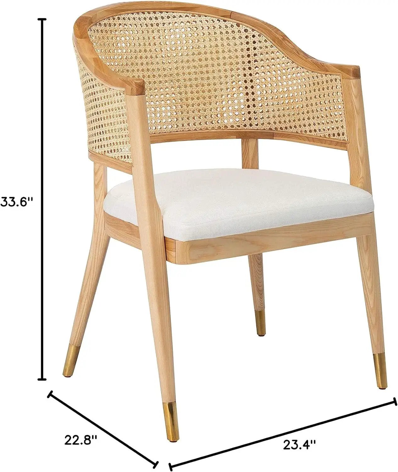 Natural Rattan Accent Chair with Brass Caps Fully Assembled from PriceLows™
