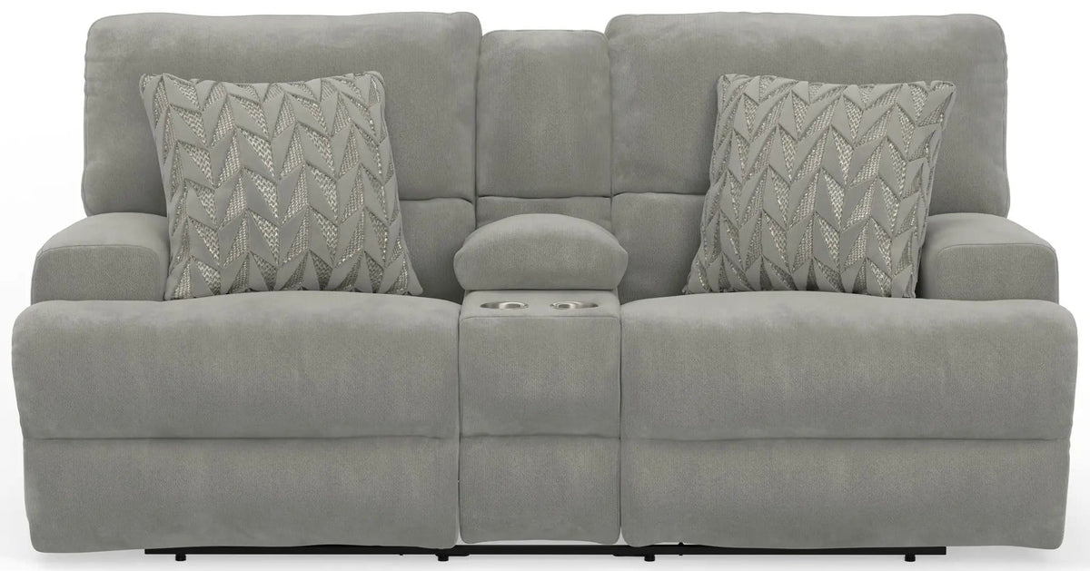 Renaldo Power Console Loveseat With Zero Gravity Recline | 86 x 43 x 43 in | Polyester & Fabric | Stone