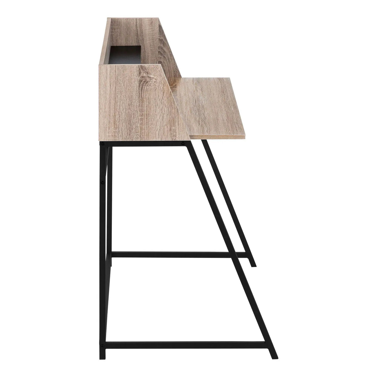 Marble Look Computer Desk | 47.25 Inch Width | Storage Shelves | Trapezoid Metal Base