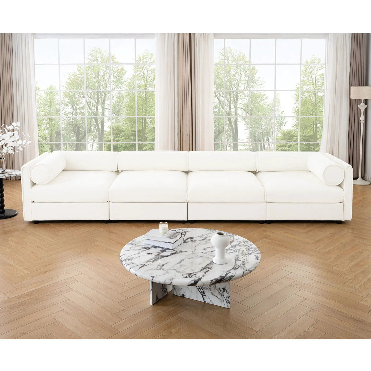 Stylish Sofa With Storage Seat And Cylindrical Backrest | Stationary Sofa | Living Room Furniture | Living Room