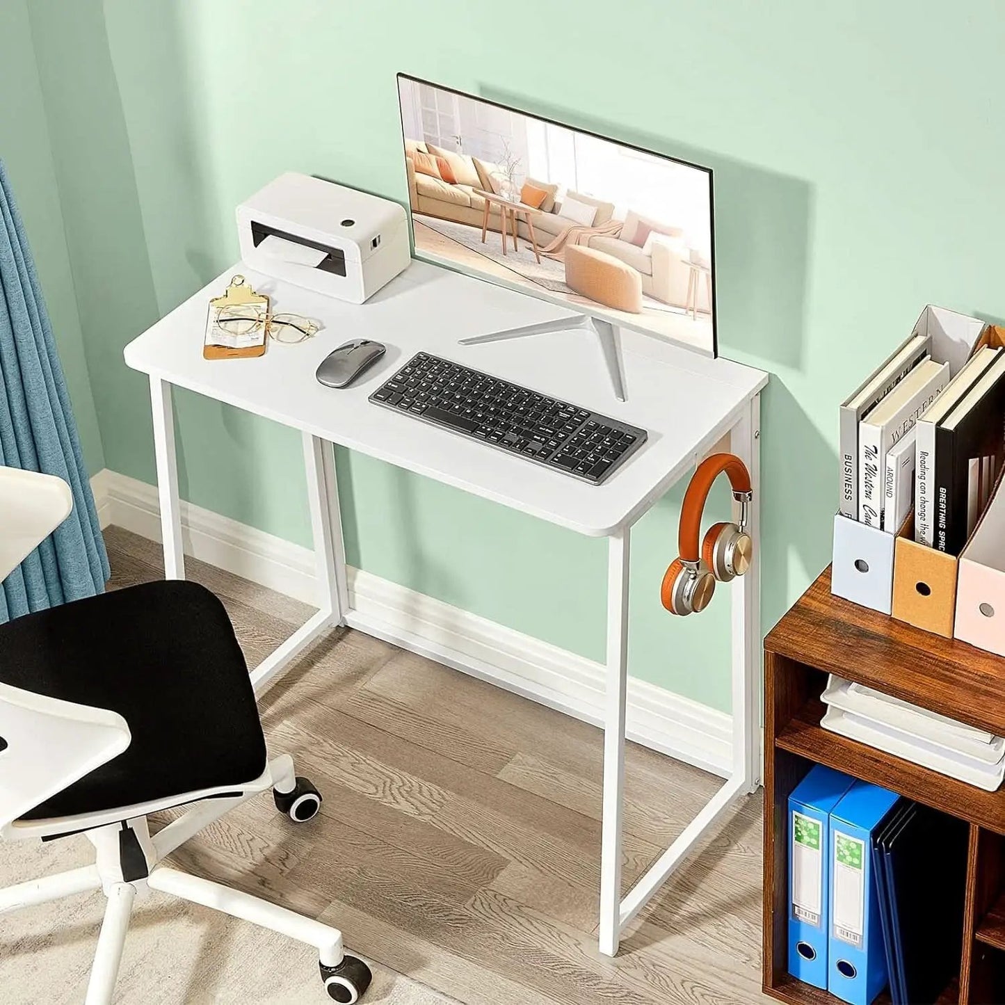 31.5 Inch Folding Desk White For Small Spaces Home Office from PriceLows™