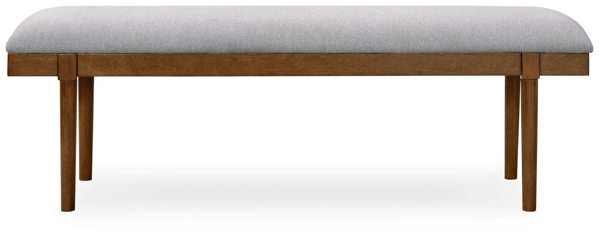 Lyncott Large Upholstered Dining Bench | Solid Hardwood Frame | Gray And Brown | 59.25 Inch Length