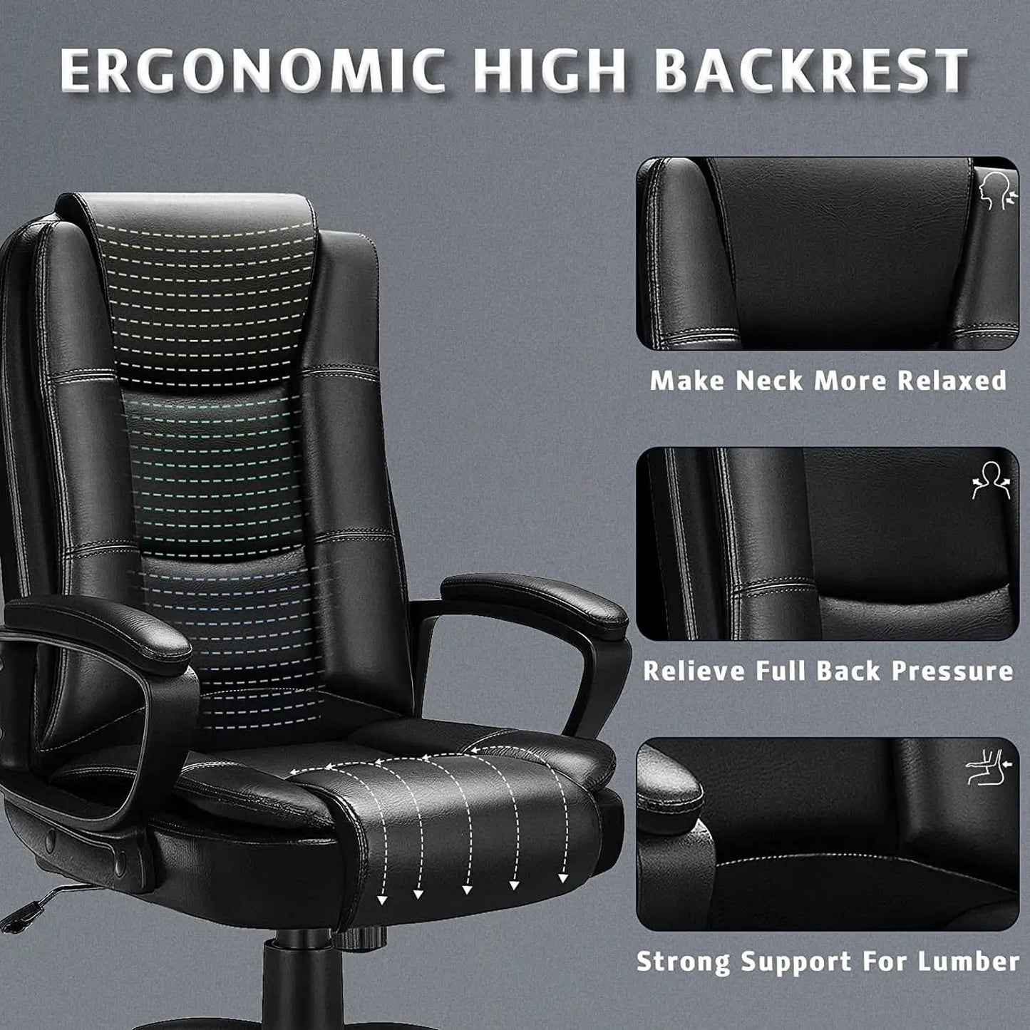 Ergonomic High Back Office Chair for Big and Tall Managers from PriceLows™