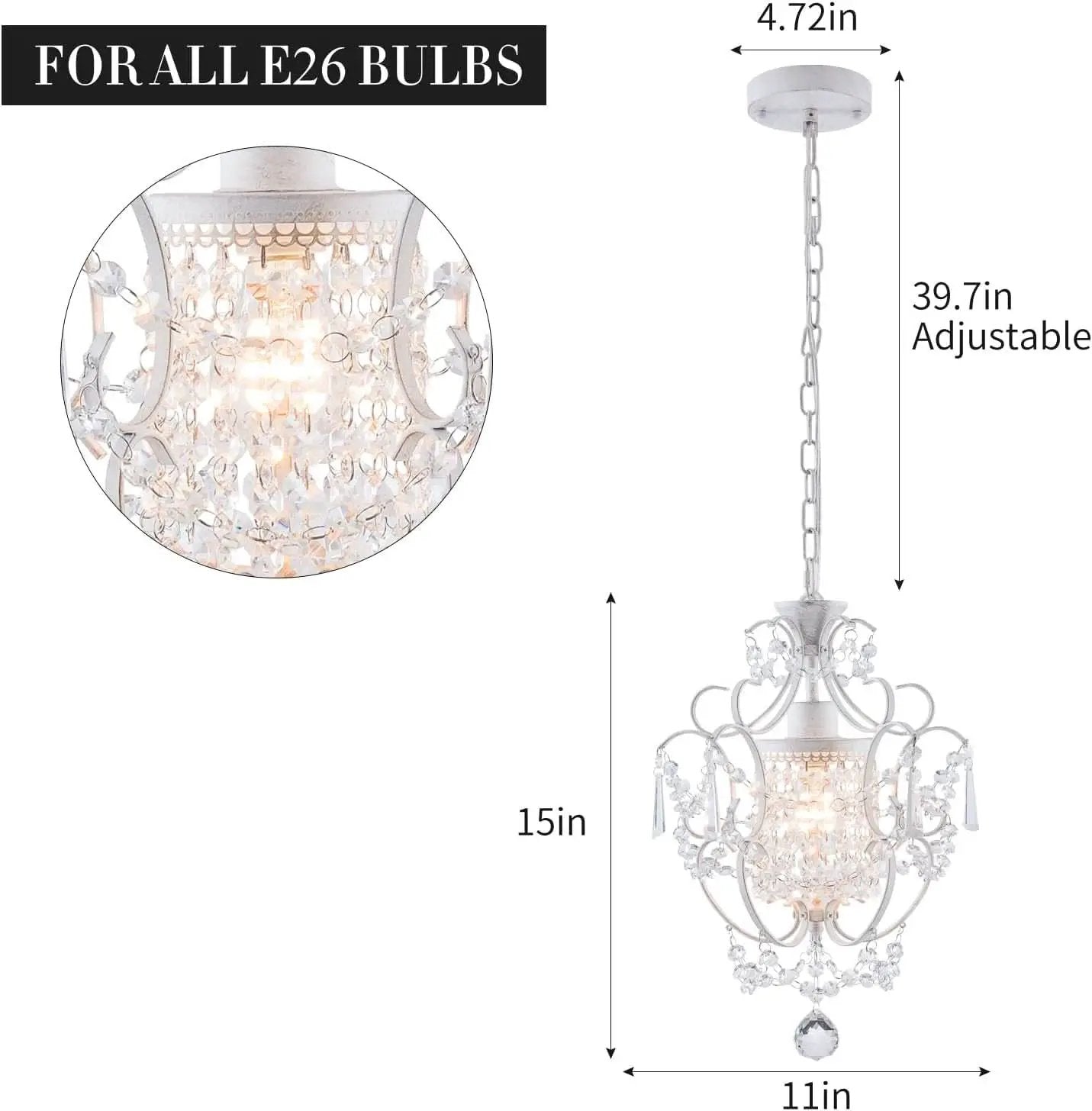 White Mini Crystal Chandelier Ceiling Light 1 Light Fixture from PriceLows™