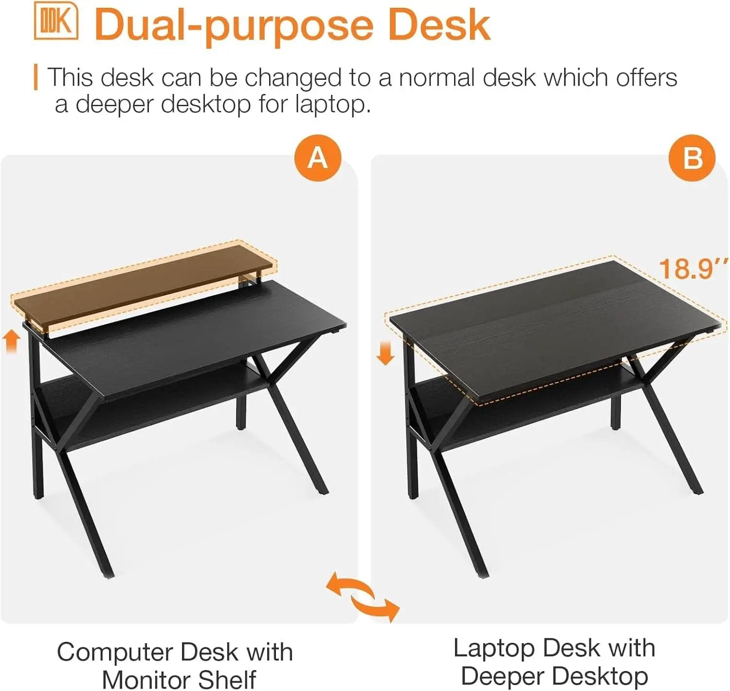 Compact Computer Desk With Monitor Stand 27.5 Inch Black from PriceLows™