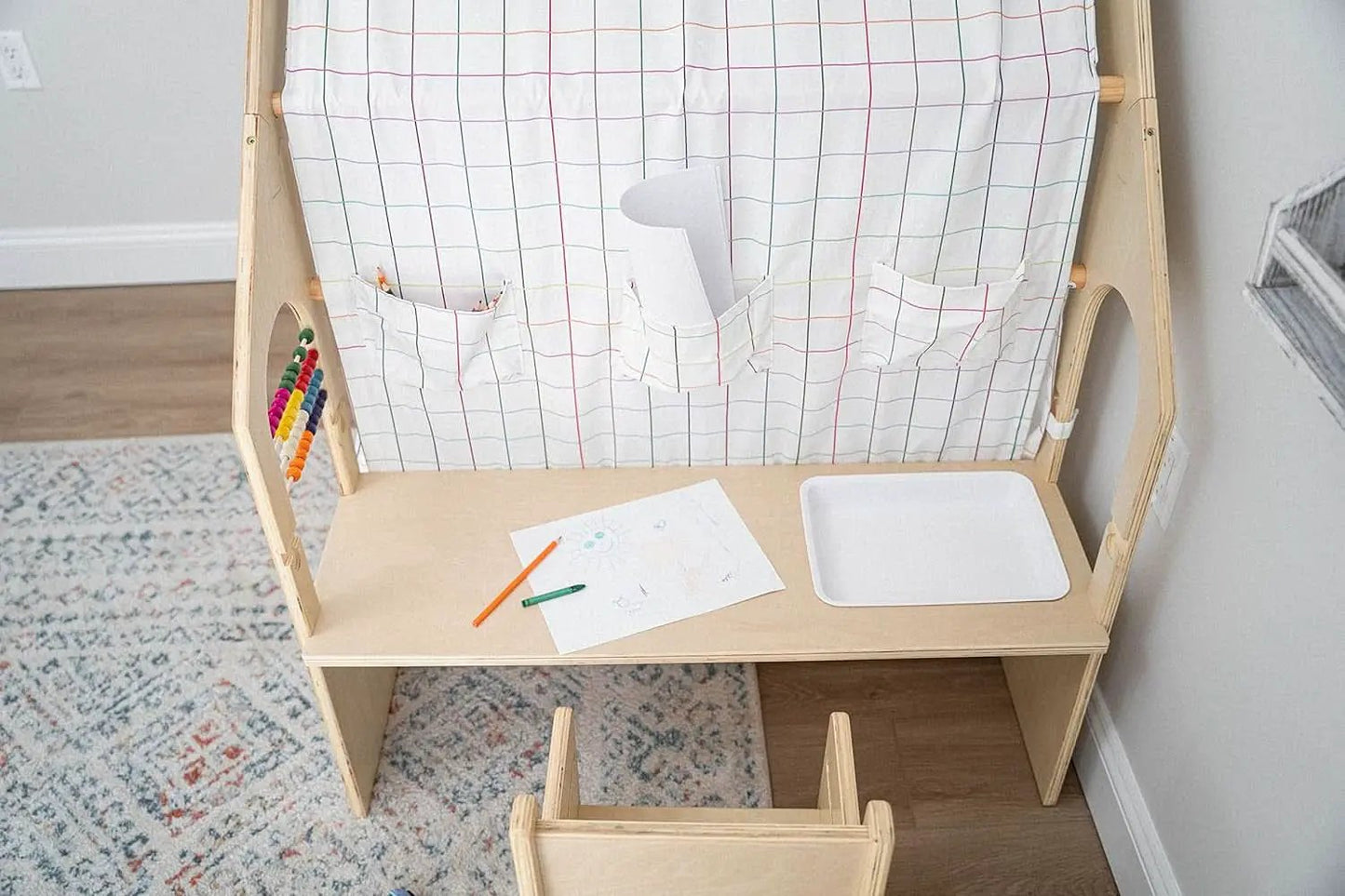 Wooden Montessori Style 5 In 1 Large Playhouse Windowpane from PriceLows™