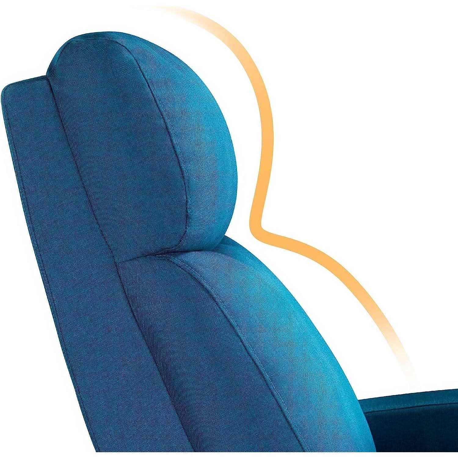 Blue Fabric Recliner Chair For Living Room Comfort from PriceLows™