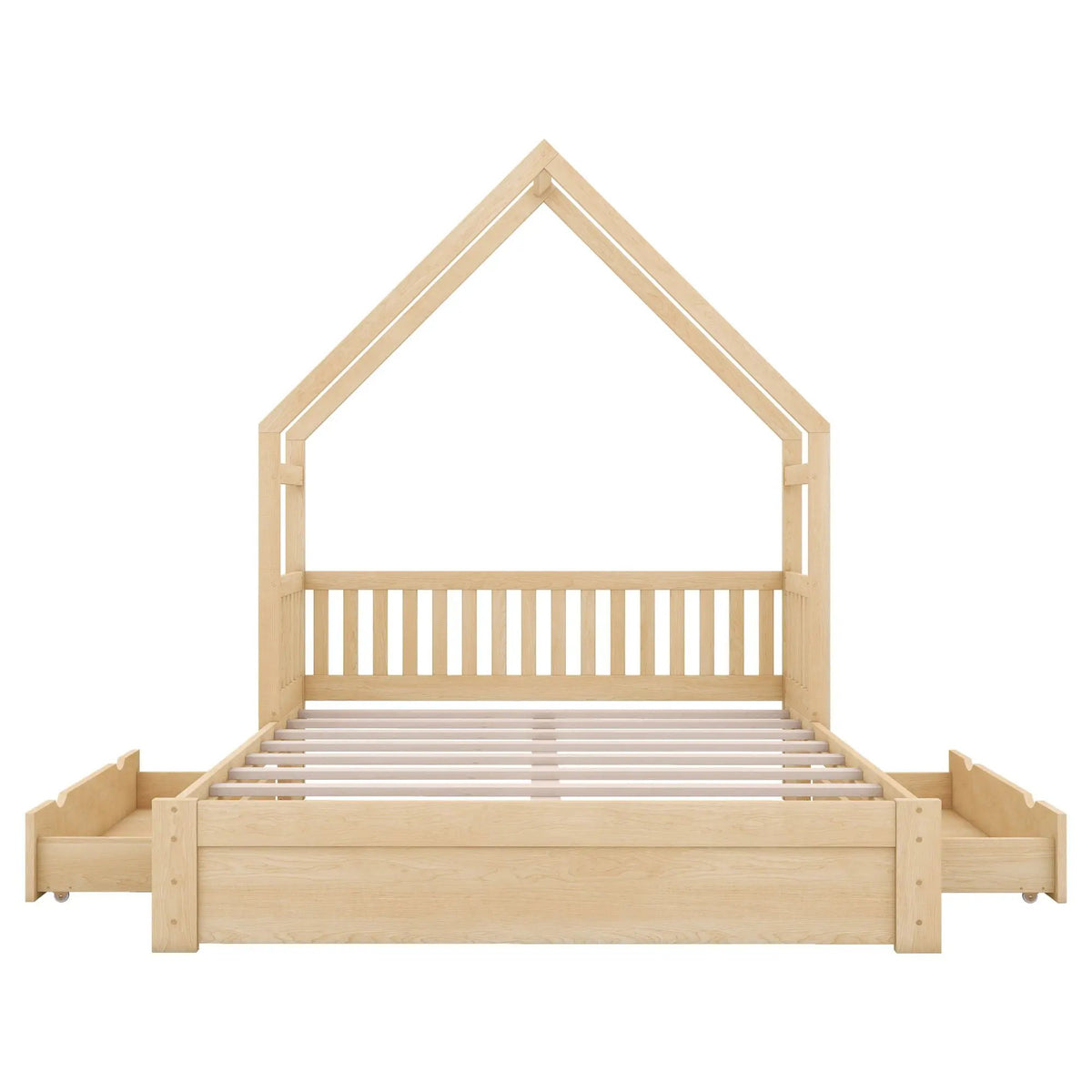Platform Bed | Solid Pine Frame | Full Guardrail | 2 Drawers