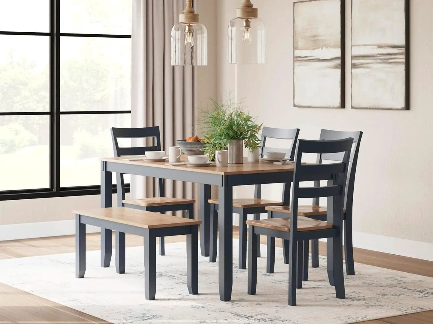 Intercontinental Mango Wood Dining Table Set Cerulean from PriceLows™