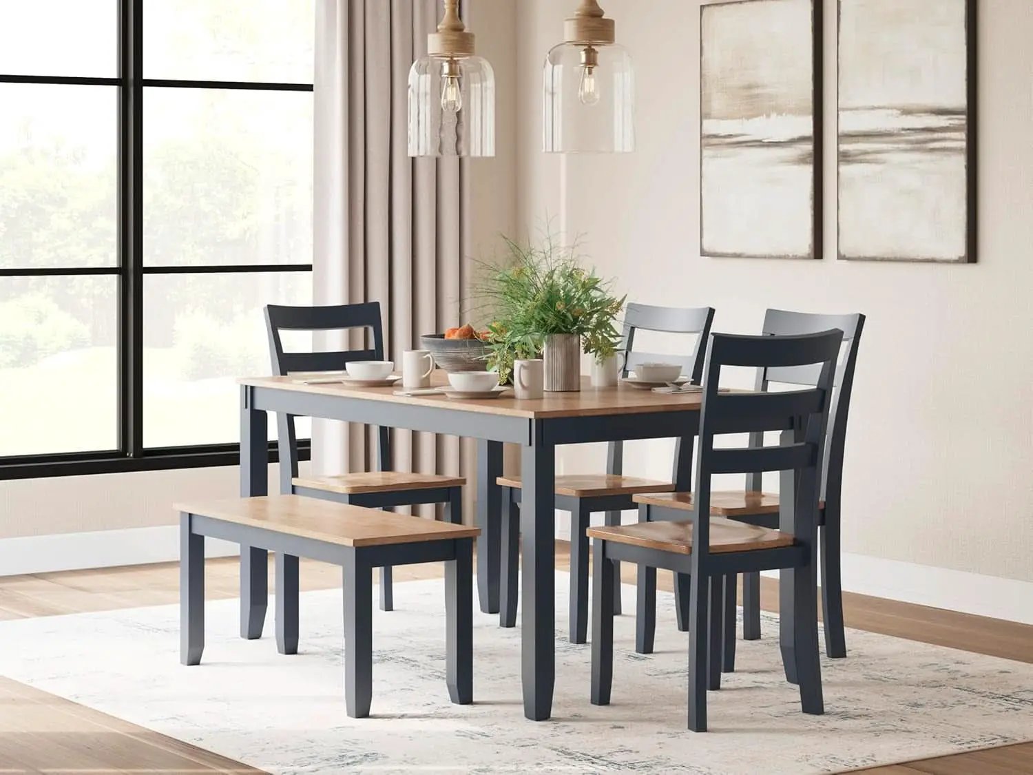 Intercontinental Mango Wood Dining Table Set Cerulean from PriceLows™