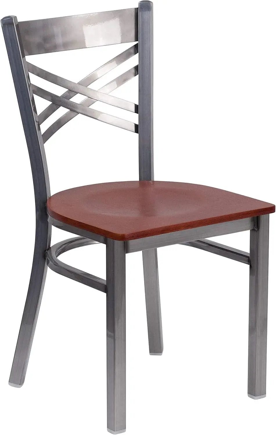 2 Pack Hercules Series X Back Metal Dining Chairs With Cherry Wood Seat For Restaurant Or Home Dining from PriceLows™