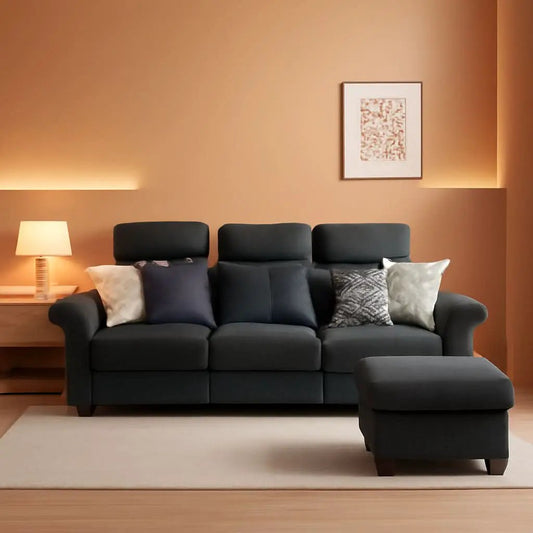 L Shaped Sectional Sofa With Storage Chaise Dark Grey from PriceLows™